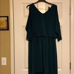 Hunter green new INC Shoulder cut out mini dress